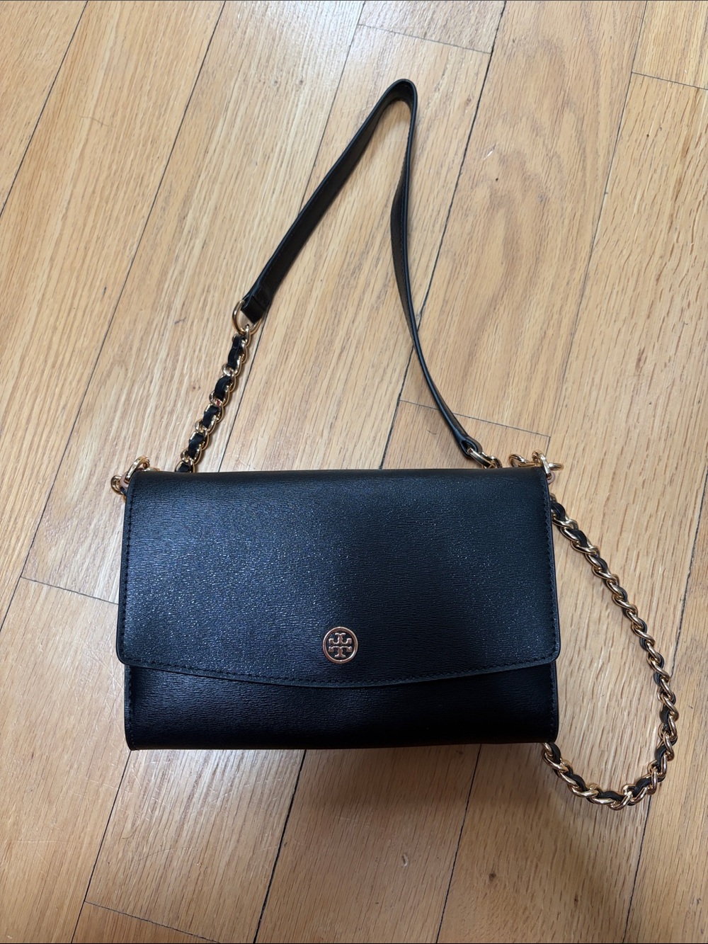 Tory Burch Black Crossbody with Gold Chain Strap